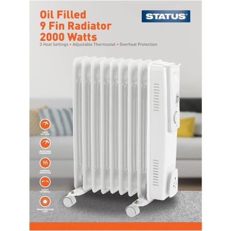 Status 9 FIN 20000W Oil Filled Radiator with timer