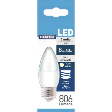 Status 60w LED Candle ES Cool White Bulb