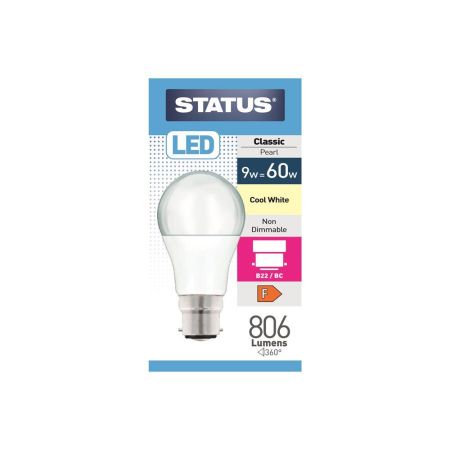 Status 60w LED Bayonet Cap Pearl Cool White Bulb