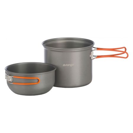 1 Person Hard Anodised Cook kit 2 pots with lid /mug combination and storage bag