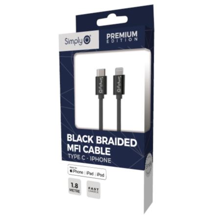 Mfi Type C - Iphone Braided 1.8M  Black