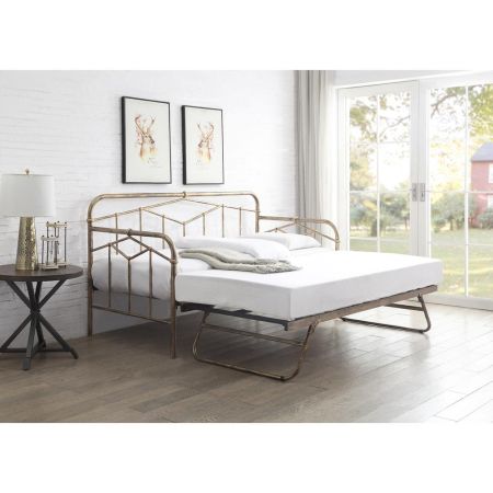 Axton Bronze Metal Day Bed with Trundle 3'0