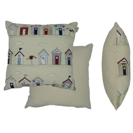 Beach Huts Cushion 55cm Multi