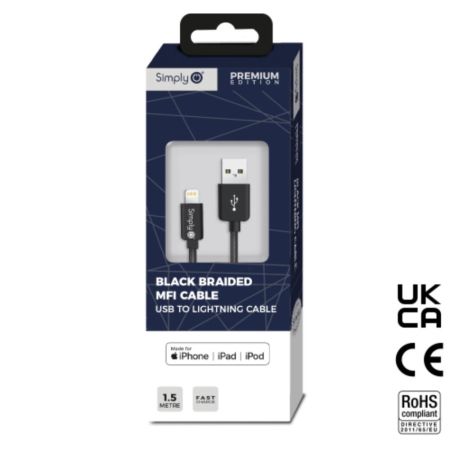 Mfi Usb - Iphone Braided Cable 1.5M Black