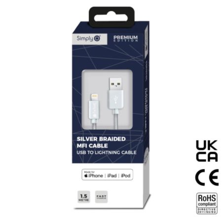 Mfi Usb - Iphone Braided Cable 1.5M Silver