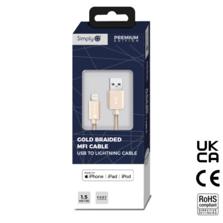 Mfi Usb - Iphone Braided Cable 1.5M Gold