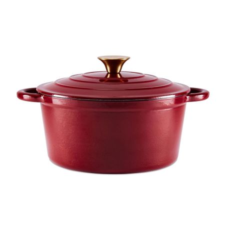 Tower Foundry 24cm Round Cast Iron Casserole Bordeaux Red