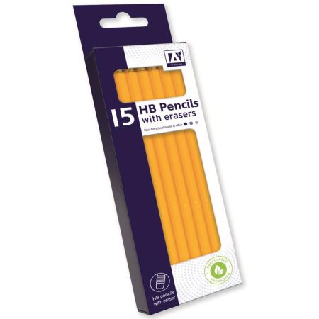 15 HB Pencils With Erasers