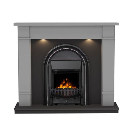 48" Broadwell Electric Timber Fireplace in Dark Grey & Matt Black