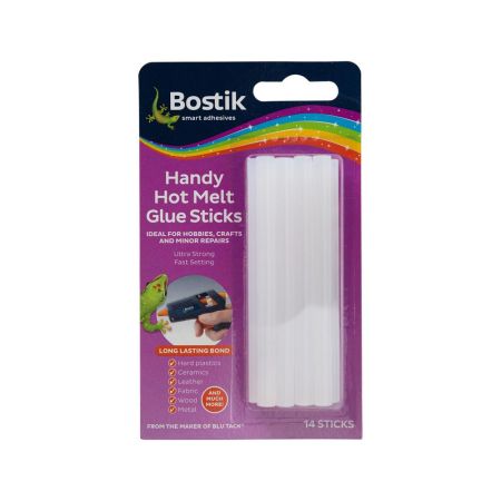 Bostik Handy Hot Melt Glue Sticks 14 x 100mm Sticks - Clear