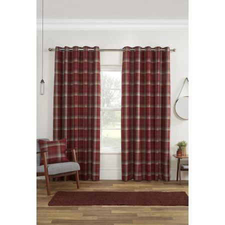 Carnoustie Eyelet Red 66 x 90 Curtains