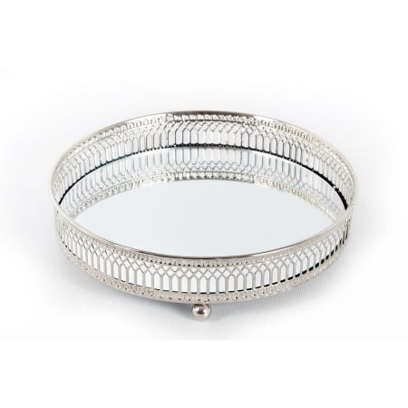 Silver Mirror Candle Plate