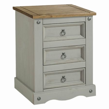 Corona 3 Drawer Bedside Cabinet 