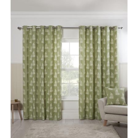 Esher Green Eyelet 66 X 54 Curtains