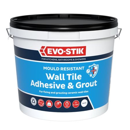 EVO-STIK Mould Resistance Wall Tile Adhesive and Grout 2.5L - White