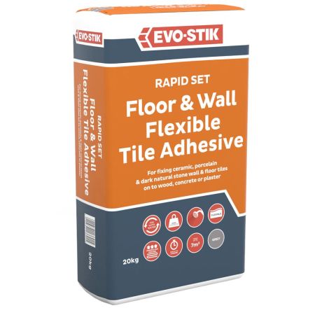 EVO-STIK Rapid Set Floor & Wall Flexible Tile Adhesive 20KG - Grey