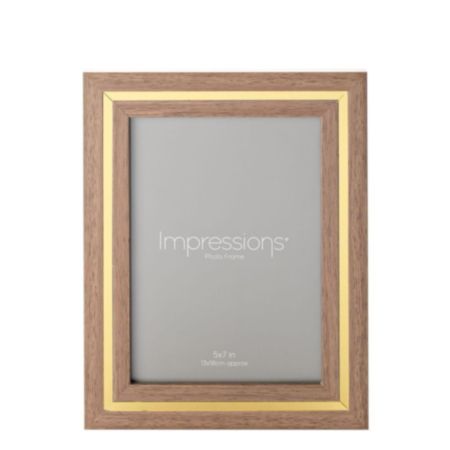 Impressions Gold Trim Wood Grain Effect Photo Frame 5" x 7"