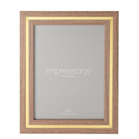 Impressions Gold Trim Wood Grain Effect Photo Frame 6" x 8"