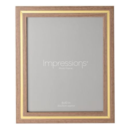 Impressions Gold Trim Wood Grain Effect Photo Frame 8" x 10"