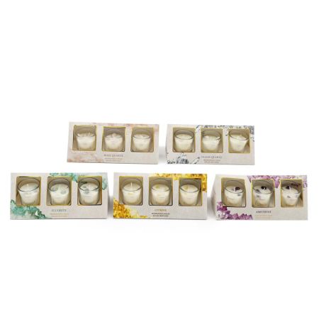 Pack 3 Candlepots With Crystals