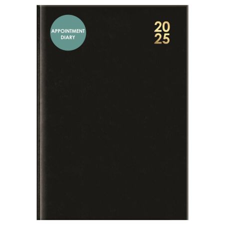 2025 Black A4 Appointment Diary