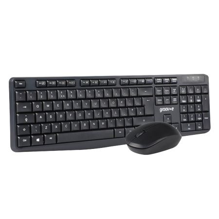 Wireless Full Size Keyboard & Mouse Set - Black