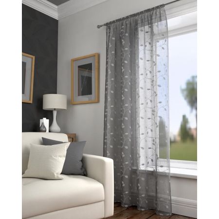 Harrogate voile panel Grey 140x229 Curtains