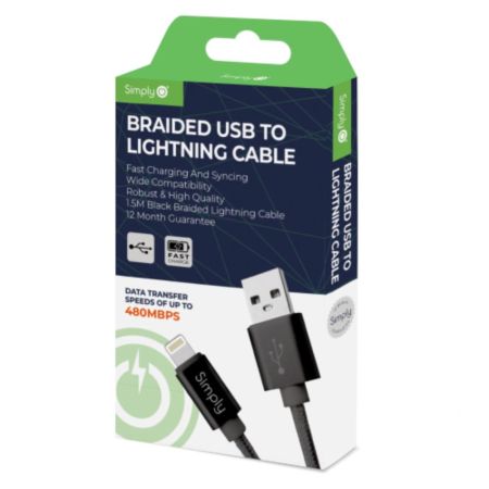 Usb - Iphone Braided Cable 1.5M Black