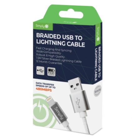 Usb - Iphone Braided Cable 1.5M Silver