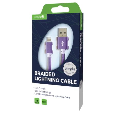 Usb - Iphone Braided Cable 1.5M Purple