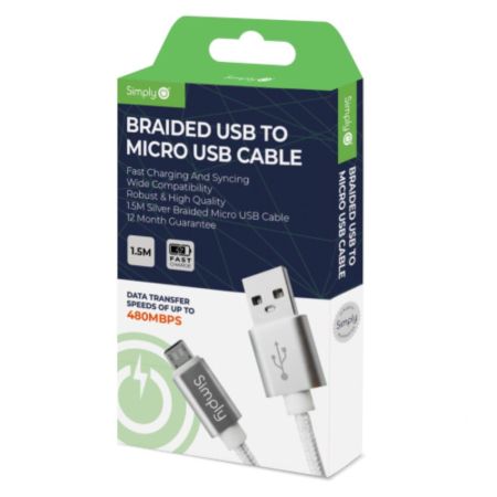 Usb - Type C Braided Cable 1.5M Silver