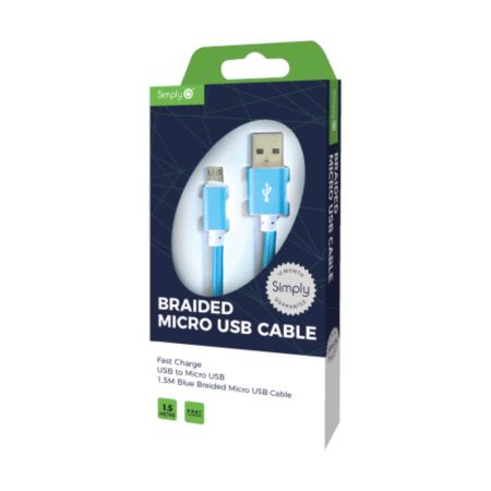 Usb - Micro Usb Braided Cable 1.5M Blue