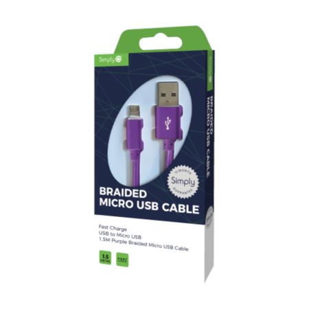 Usb - Micro Usb Braided Cable 1.5M Purple