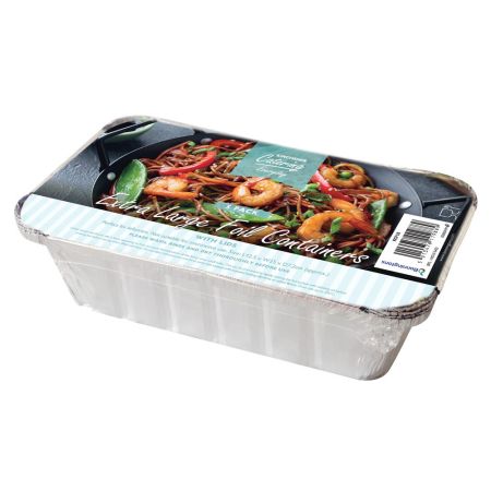 5 Pack of Jumbo Foil Food Containers With Lids