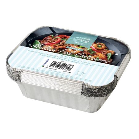 9 Pack of Medium Foil Food Containers and Lids