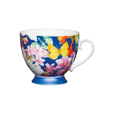 Kitchencraft Blue Butterfly Footed Mug 400ml