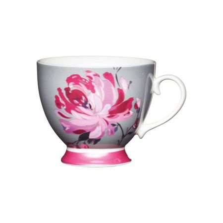 Kitchencraft Pink Flower Footed Mug 400ml