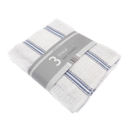 3 Pack Linear Tea Towels Natural