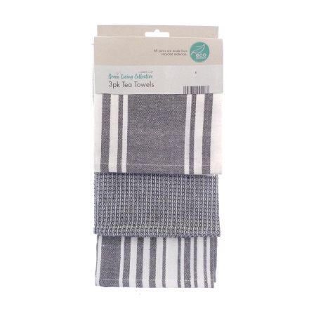 3 Pack Eco Tea Towels Stripes 