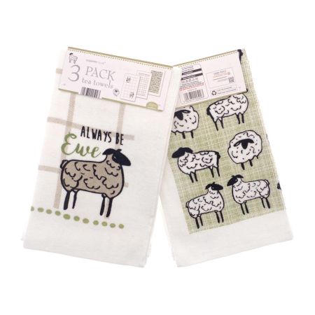 3 Pack Tea Towels Always Be Ewe