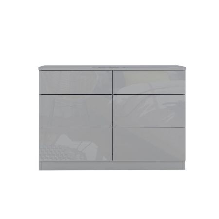 Lucerne 6 Drawer Chest Grey Glass