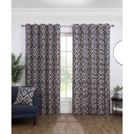 Marrakech Navy Eyelet 90 x 72 Curtains