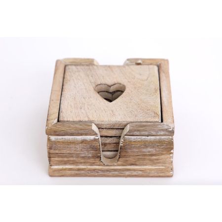  Wooden Heart Coasters