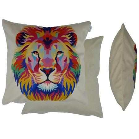 Pop Art Lion Filled Cushion Edge