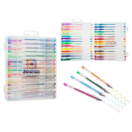 30 Pk Gel Pens In Carry Case 