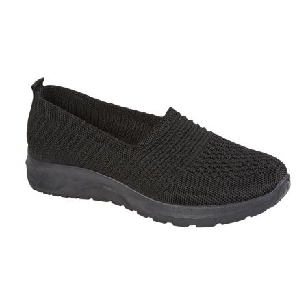 Ladies Slip On Casual Fly Knit Trainers Size 3-8 Black