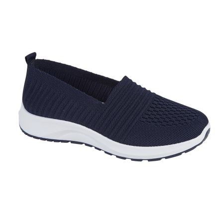 Ladies Slip On Casual Fly Knit Trainers Size 3-8 Navy 