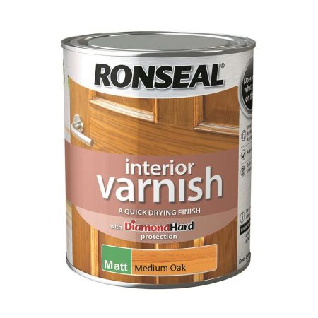 Ronseal Interior Varnish Matt Medium Oak 750ml