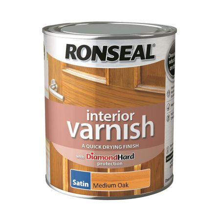 Ronseal Interior Varnish Satin Medium Oak 750ml