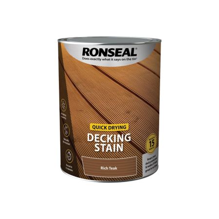 Ronseal Quick Drying Decking Stain Rich Teak 5L